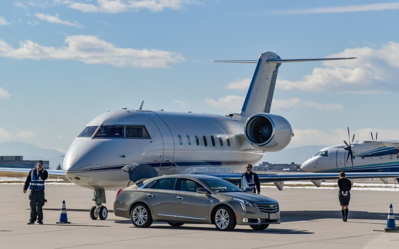 Private jet ready for charter passengers on the ramp