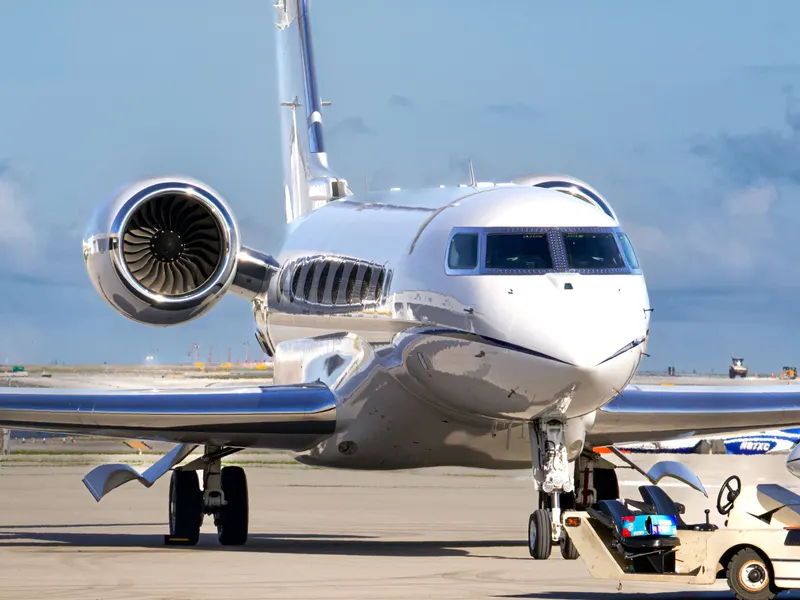Part 135 charter jet operator on a regional ramp